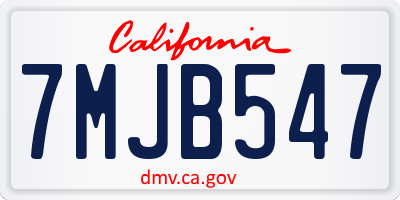 CA license plate 7MJB547