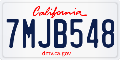 CA license plate 7MJB548