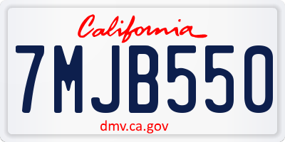 CA license plate 7MJB550