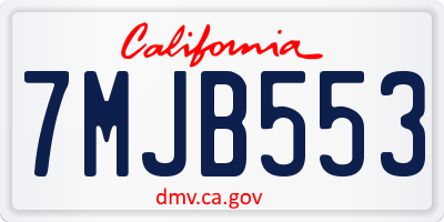 CA license plate 7MJB553