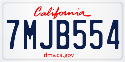 CA license plate 7MJB554
