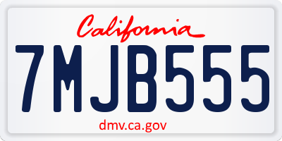 CA license plate 7MJB555