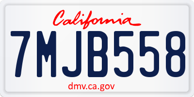 CA license plate 7MJB558