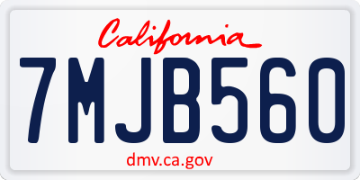 CA license plate 7MJB560
