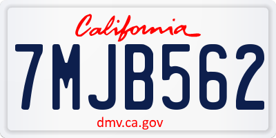 CA license plate 7MJB562