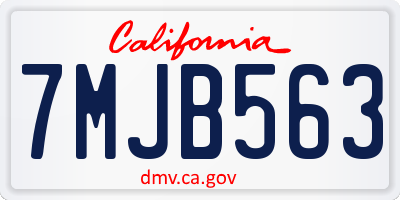CA license plate 7MJB563