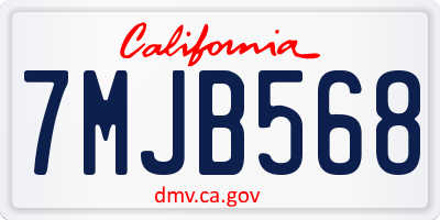 CA license plate 7MJB568