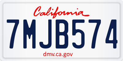 CA license plate 7MJB574