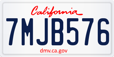 CA license plate 7MJB576