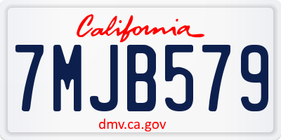 CA license plate 7MJB579