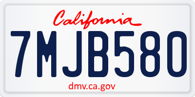 CA license plate 7MJB580