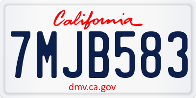 CA license plate 7MJB583