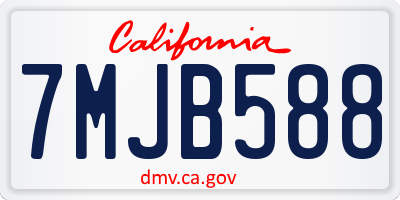 CA license plate 7MJB588