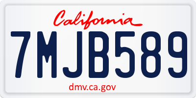CA license plate 7MJB589