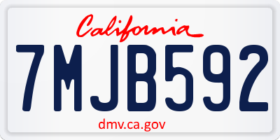 CA license plate 7MJB592