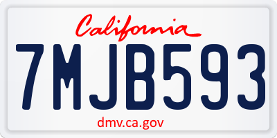 CA license plate 7MJB593