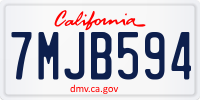 CA license plate 7MJB594
