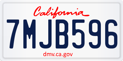 CA license plate 7MJB596
