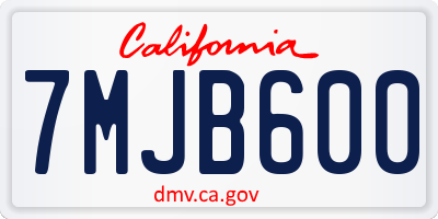 CA license plate 7MJB600