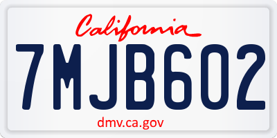 CA license plate 7MJB602