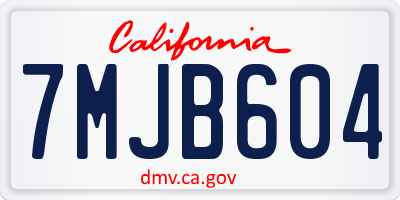 CA license plate 7MJB604