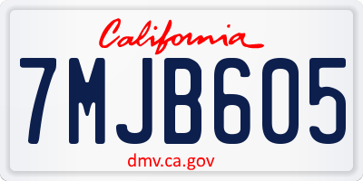 CA license plate 7MJB605