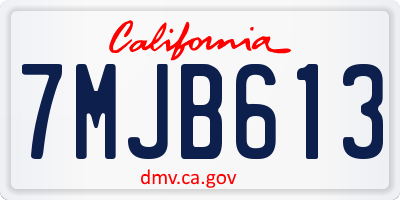 CA license plate 7MJB613