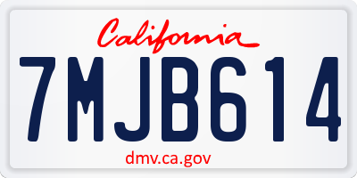 CA license plate 7MJB614