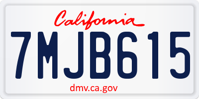 CA license plate 7MJB615