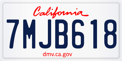 CA license plate 7MJB618