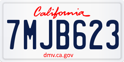 CA license plate 7MJB623