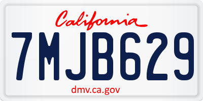 CA license plate 7MJB629