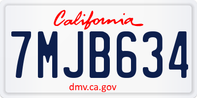 CA license plate 7MJB634