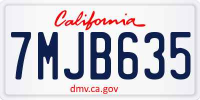 CA license plate 7MJB635