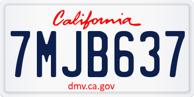 CA license plate 7MJB637
