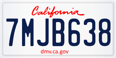 CA license plate 7MJB638