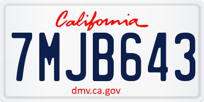 CA license plate 7MJB643
