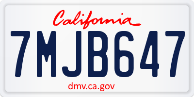 CA license plate 7MJB647