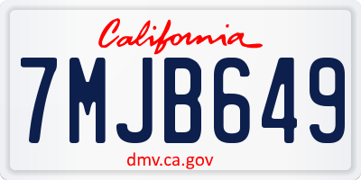 CA license plate 7MJB649