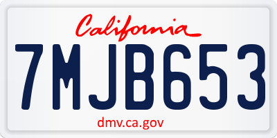 CA license plate 7MJB653