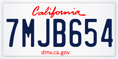 CA license plate 7MJB654