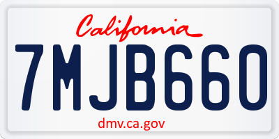 CA license plate 7MJB660