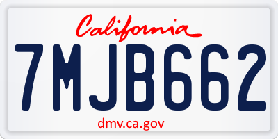 CA license plate 7MJB662