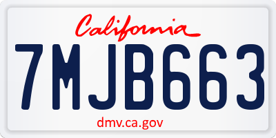 CA license plate 7MJB663