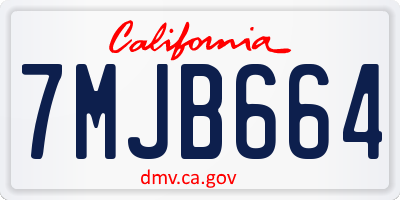 CA license plate 7MJB664
