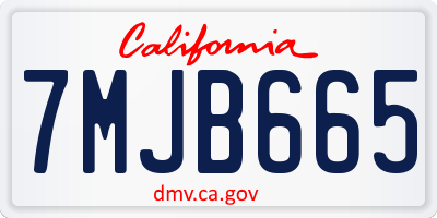 CA license plate 7MJB665