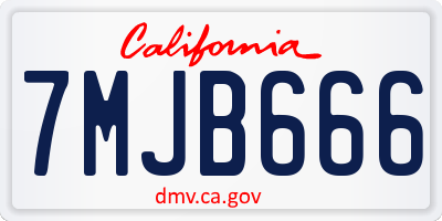 CA license plate 7MJB666