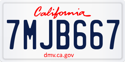CA license plate 7MJB667