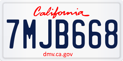 CA license plate 7MJB668