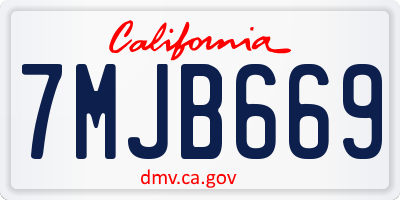 CA license plate 7MJB669